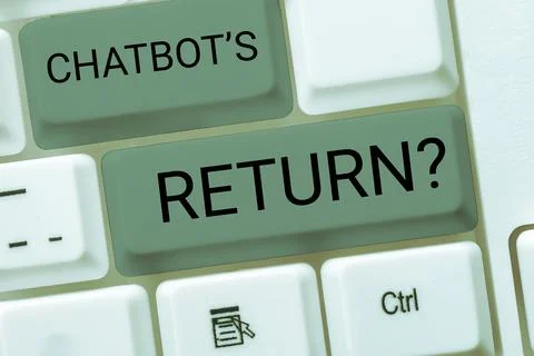 Text showing inspiration Chatbot's Return. Business idea program that 스톡 사진