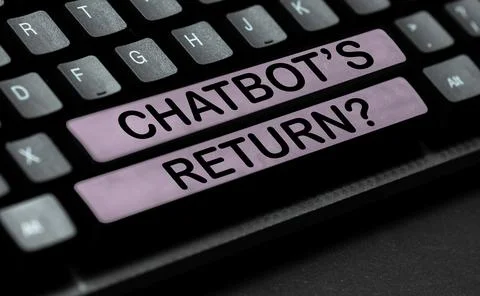 Text showing inspiration Chatbot's Return. Business overview program that Foto stock