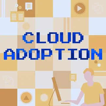Text showing inspiration Cloud Adoption. Internet Concept strategic move by Stockillustratie