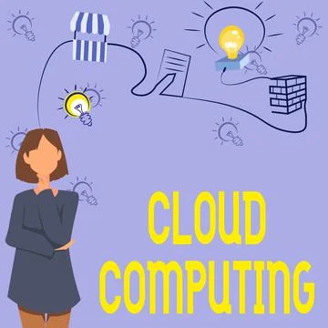 Text showing inspiration Cloud Computing. Word for use a network of remote Stock Illustration