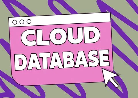 Text showing inspiration Cloud Database. Business overview optimized or built Stockillustratie