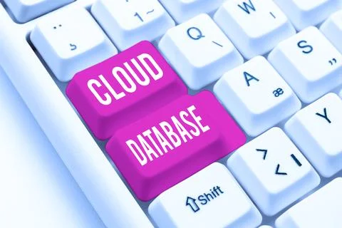 Text showing inspiration Cloud Database. Word for optimized or built for a Stock Photos