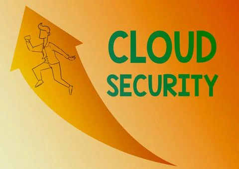 Text showing inspiration Cloud Security. Concept meaning Imposing a secured Stock Illustration