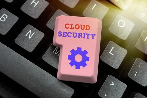 Text showing inspiration Cloud Security. Business showcase Imposing a secured Stock Photos