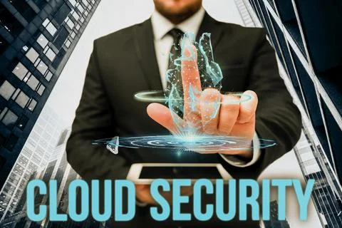 Text showing inspiration Cloud Security. Business approach Protect the stored Stock Photos