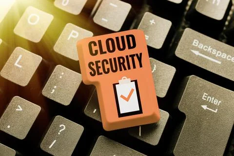 Text showing inspiration Cloud Security. Business overview protection of data Stock Photos