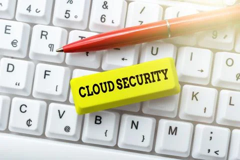 Text showing inspiration Cloud Security. Business showcase Protect the stored Stock Photos