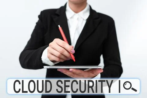 Text showing inspiration Cloud Security. Business idea Protect the stored Stock Photos