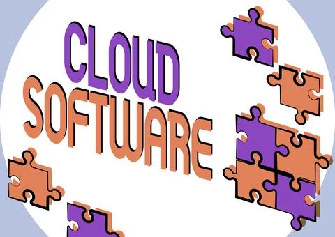 Text showing inspiration Cloud Software. Internet Concept Programs used in Stock Illustration