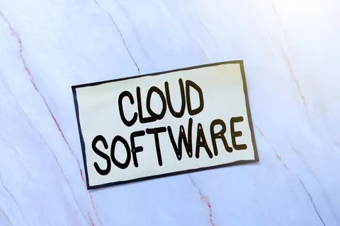 Text showing inspiration Cloud Software. Conceptual photo Programs used in 스톡 사진