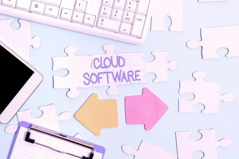 Text showing inspiration Cloud Software. Business approach Programs used in 库存照片