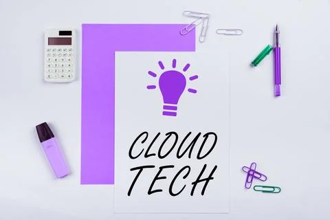 Text showing inspiration Cloud Tech. Business concept storing and accessing data Foto stock