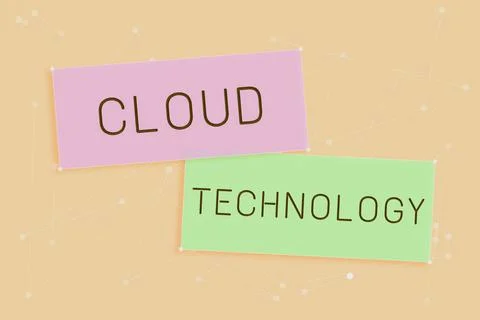 Text showing inspiration Cloud Technologystoring and accessing data and programs 库存插图
