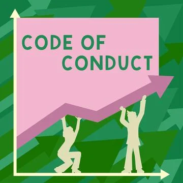 Text showing inspiration Code Of Conduct. Business concept Ethics rules moral Stock-Illustration