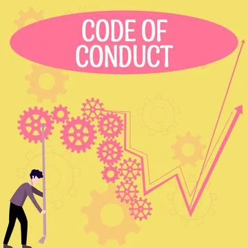 Text showing inspiration Code Of Conduct. Business concept Ethics rules moral Stock Illustration