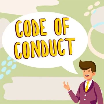 Text showing inspiration Code Of Conduct. Business overview Ethics rules moral Stock Illustration