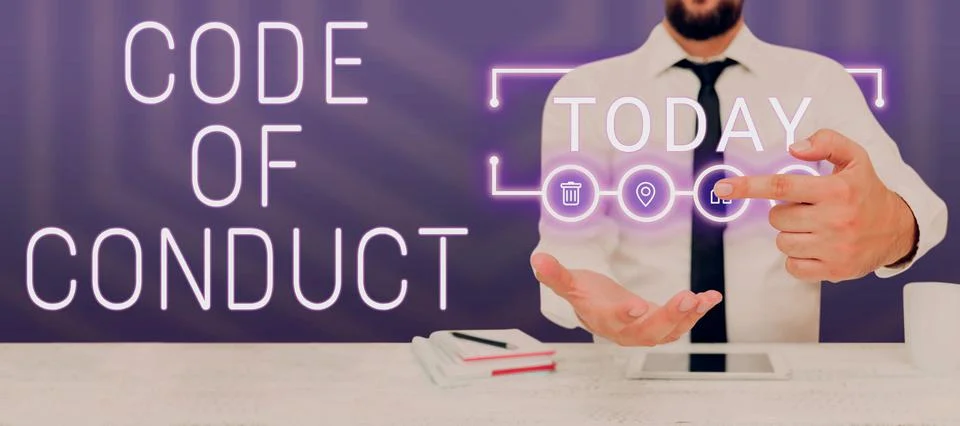 Text showing inspiration Code Of Conduct. Business idea set of principles are Stock Photos