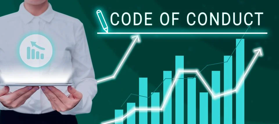Text showing inspiration Code Of Conduct. Business concept Ethics rules moral Stock Photos