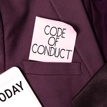 Text showing inspiration Code Of Conduct. Business approach Ethics rules moral Stock Photos