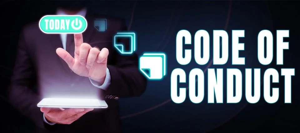 Text showing inspiration Code Of Conduct. Word for Ethics rules moral codes Stock Photos