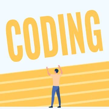 Text showing inspiration Coding. Concept meaning assigning code to something for Stock-Illustration