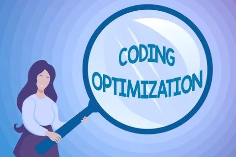 Text showing inspiration Coding Optimization. Word for method of code Stock Illustration