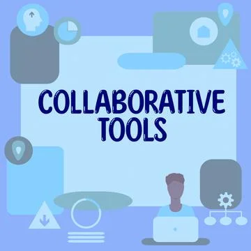 Text showing inspiration Collaborative Tools, Internet Concept Private Social Ilustración de archivo