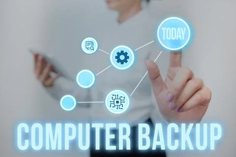 Text showing inspiration Computer Backup. Conceptual photo the act of copying of Stock Photos