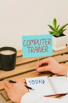Text showing inspiration Computer Trainer. Conceptual photo instruct and help Stock Photos