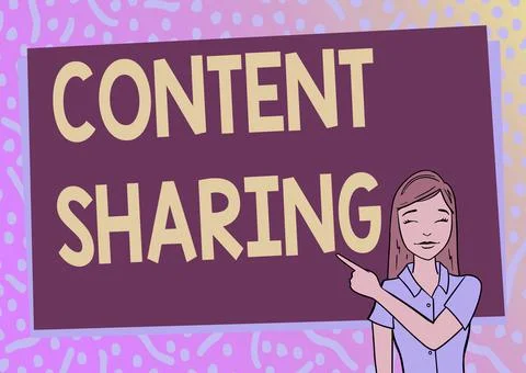 Text showing inspiration Content Sharing. Business overview distribution of Stock Illustration