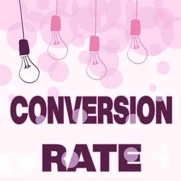 Text showing inspiration Conversion Rate. Word Written on number of visitors to Stock Illustration