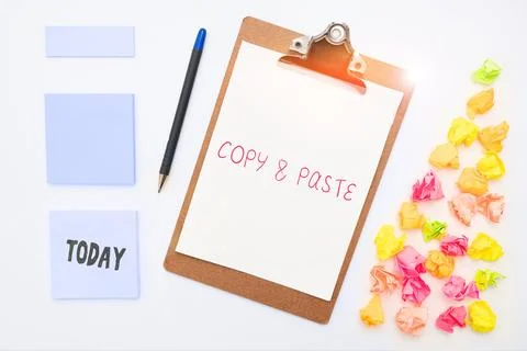 Text showing inspiration Copy Paste. Conceptual photo an imitation, transcript Stock Photos