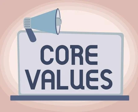 Text showing inspiration Core Values. Internet Concept principles which guide Stock-Illustration