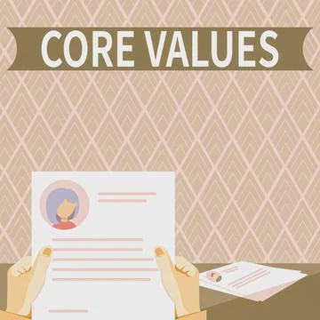 Text showing inspiration Core Values. Word Written on belief person or 스톡 일러스트