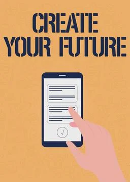 Text showing inspiration Create Your Future. Business overview Set Target and Stock Illustration