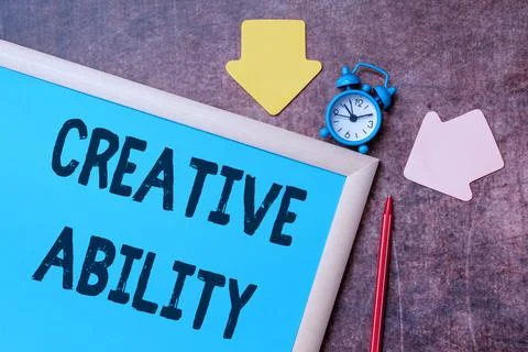 Text showing inspiration Creative Ability. Business approach able to function at Stock Photos