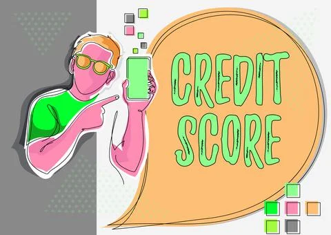 Text showing inspiration Credit Score. Word Written on numerical expression that Ilustração Stock