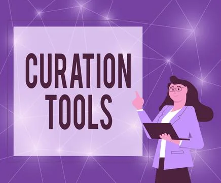 Text showing inspiration Curation Tools. Conceptual photo Software used in Stock Illustration