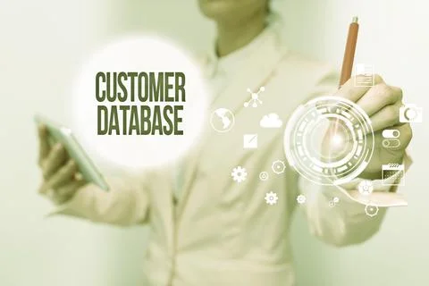 Text showing inspiration Customer Database. Business showcase uptodate on Stock Photos