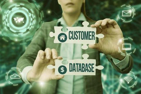 Text showing inspiration Customer Database. Business idea uptodate on customer Stock Photos