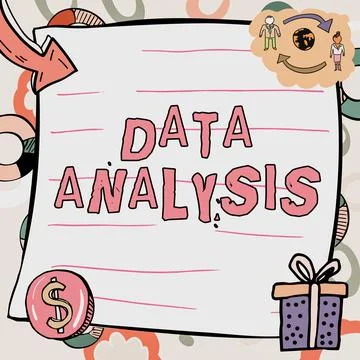 Text showing inspiration Data Analysis. Business idea Business intelligence and Stock Illustration