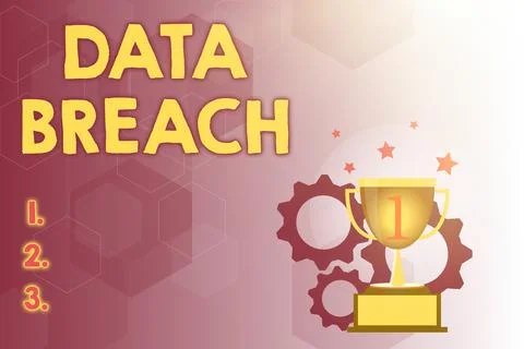 Text showing inspiration Data Breach. Word Written on unauthorized release of Stock Illustration