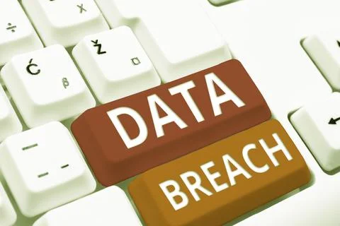 Text showing inspiration Data Breach. Internet Concept unauthorized release of Stock Photos