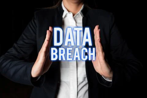 Text showing inspiration Data Breach. Conceptual photo unauthorized release of Stock Photos