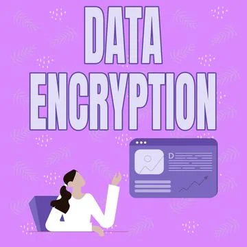 Text showing inspiration Data Encryption. Business approach Symmetrickey Illustrazione stock