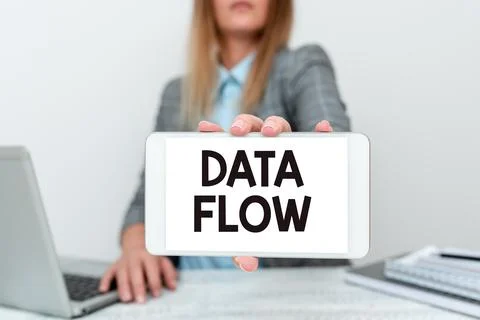Text showing inspiration Data Flow. Business showcase the movement of data Stockfoto's