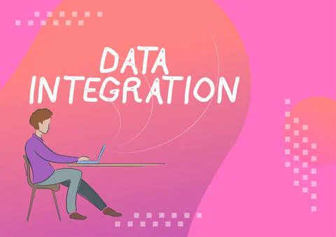 Text showing inspiration Data Integrationcombination of technical and business Stock Illustration
