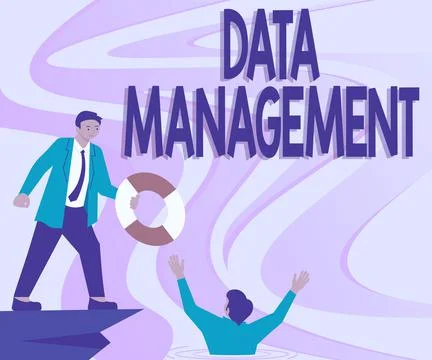 Text showing inspiration Data ManagementThe practice of organizing and Illustrazione stock