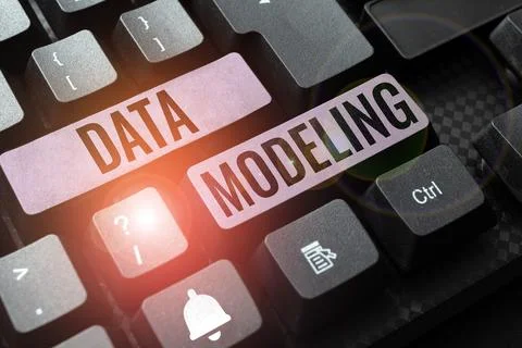 Text showing inspiration Data Modeling. Word Written on process of transferring Foto stock