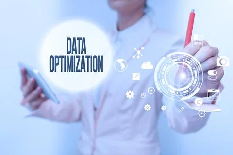 Text showing inspiration Data Optimization. Word for process that prepares the Stock Photos